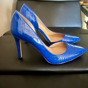 Blue Croc-Embossed Women's Heels